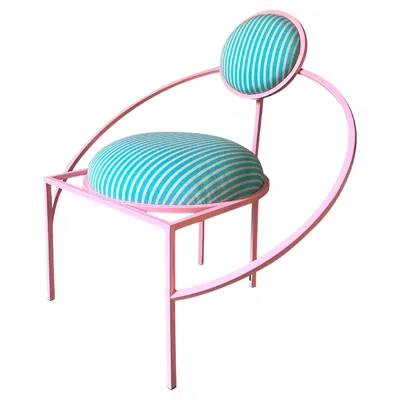 Pre-owned Lara Bohinc Orbit Garden Chair, Outdoor , Pink Steel And Stripe Fabric, In Stock