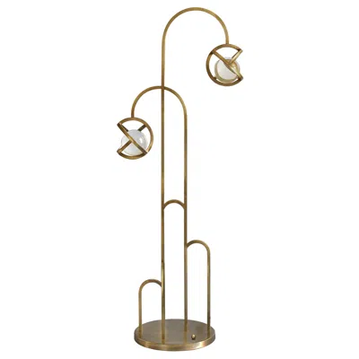 Pre-owned Lara Bohinc Planetaria Floor Lamp, Dark Brass Frame And Glass Sphere By  In Brown