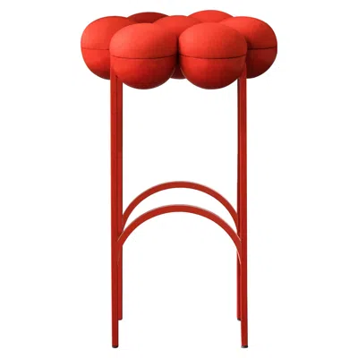 Pre-owned Lara Bohinc Saturn Barstool, Modern, Sculptural, Red Frame And Red Wool Fabric