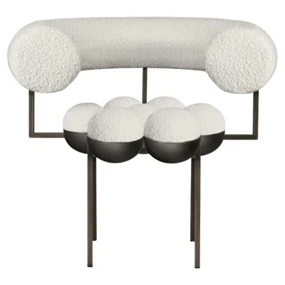Pre-owned Lara Bohinc Saturn Chair Bronze Metal Cream Boucle Wool, Modern, Sculptural, In Stock In White