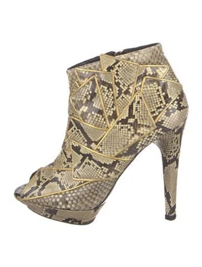 Pre-owned Lara Bohinc Snakeskin Animal Print Boots In Gold