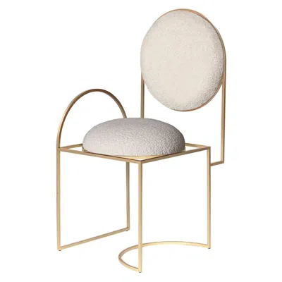 Pre-owned Lara Bohinc Solar Chair, Cream Boucle Wool Fabric And Brushed Brass Frame, By  In White