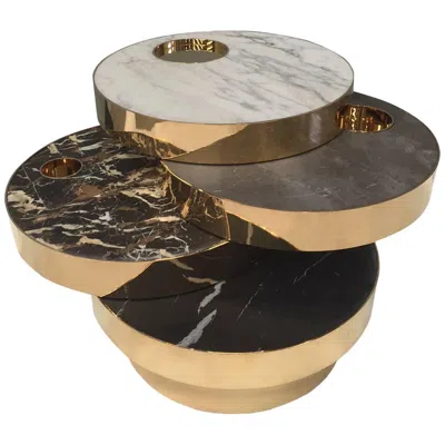 Pre-owned Lara Bohinc Solaris Small Kinetic Center Table In Marble And 18-carat Gold-plated Brass In Brown