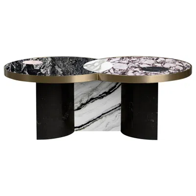 Pre-owned Lara Bohinc Sun And Moon Marble And Metal Coffee Table, Alpine, By  In Black