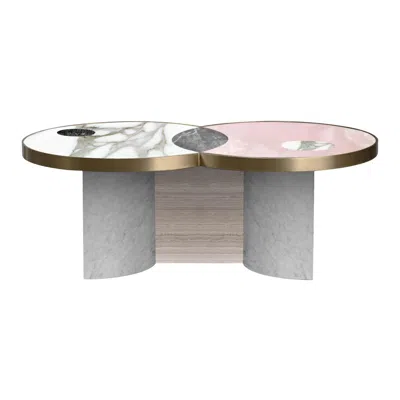 Pre-owned Lara Bohinc Sun And Moon Marble And Metal Coffee Table, Snow, By  In Gray