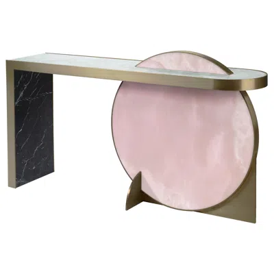 Pre-owned Lara Bohinc The Collision Console Carrara Marble And Brushed Brass, Pink Onyx By