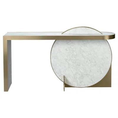 Pre-owned Lara Bohinc The Collision Console Carrara Marble And Brushed Brass, Snow, By  In Gray