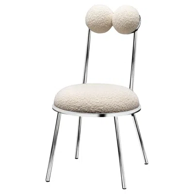 Pre-owned Lara Bohinc Trevor Chair, Chrome Finish Steel Frame In Cream Boucle By  In Stock In White