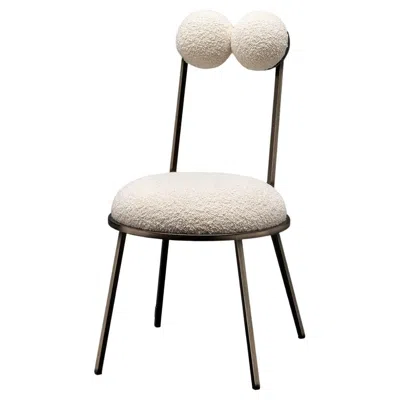 Pre-owned Lara Bohinc Trevor Dining Chair Modern, Sculptural, Bronze Frame And Cream Bouclé, In Stock In White