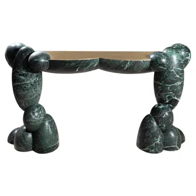 Pre-owned Lara Bohinc Utopia Sculptural Console, Modern, Sculptural, Organic, Green Marble And Brass