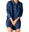 Lara Daisy Button Down Babydoll Ruffle Dress In Classic Blue In Blue