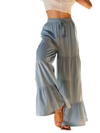 Lara Daisy High Waist Boho Flair Denim Pants In Light Blue