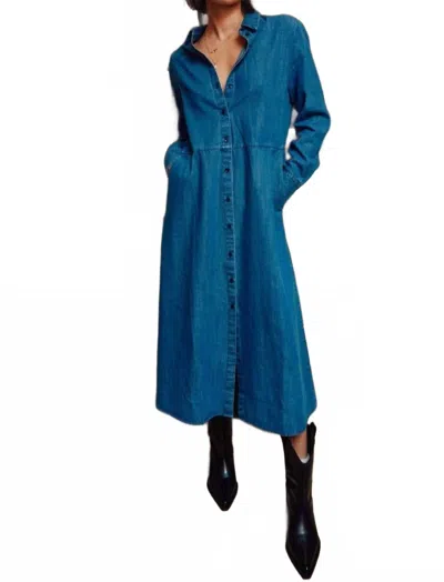 Lara Daisy Long Sleeve Shirt Dress In Denim Blue