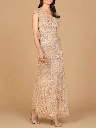 Lara Dresses 28863 Beaded Long Formal Evening Mermaid Dress In Brown
