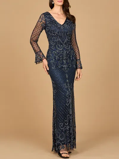 Lara Dresses 28867 Long Formal Beaded Evening Dress In Blue