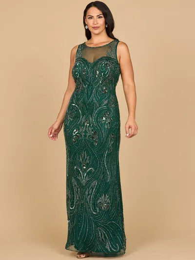 Lara Dresses 28868 Long Beaded Evening Formal Dress In Green