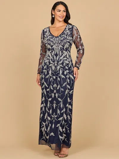 Lara Dresses 28870 Long Sleeve Beaded Formal Fitted Mother Of The Bride Dress In Blue