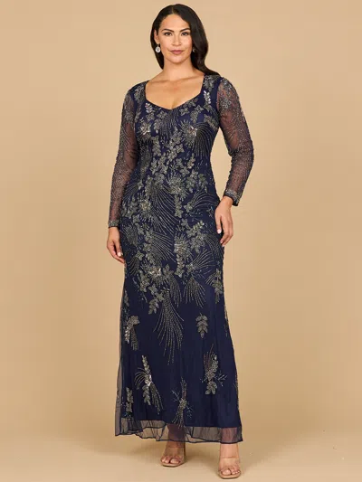 Lara Dresses 28874 Long Sleeve Beaded Mother Of The Bride Dress In Blue
