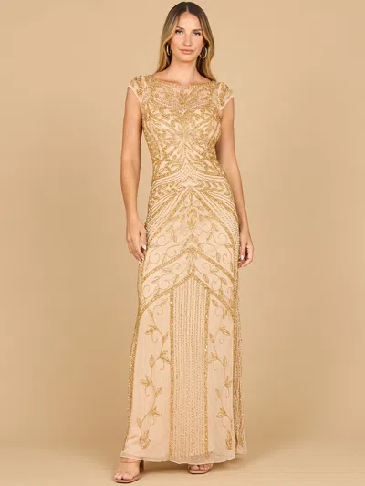 Lara Dresses 28876 Sequin Beaded Long Evening Formal Dress In Gold