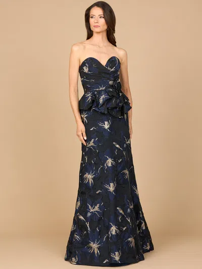 Lara Dresses 28918 Long Formal Floral Evening Bolero Prom Dress In Blue