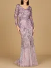 Lara Dresses 28921 Long Sleeve Formal Evening Ombre Dress In Purple