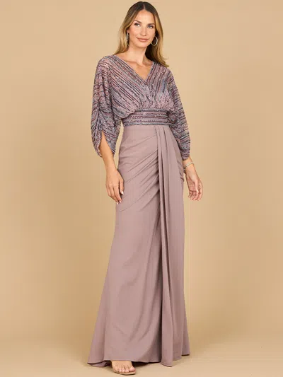 Lara Dresses 28950 Long Formal Beaded Cape Mother Of The Bride Dress In Blue