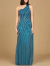 Lara Dresses 28964 Formal Long Fitted Evening Beaded Dress In Blue