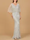 Lara Dresses 28967 Beaded Lace Mother Of The Bride Long Formal Dress In Gray