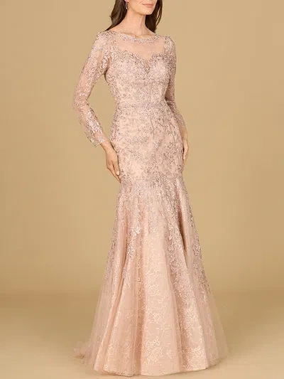 Lara Dresses 28978 Long Bell Sleeve Sleeve Formal Evening Dress In Pink