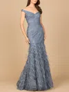 Lara Dresses 28988 Long Mermaid Formal Beaded Lace Prom Dress In Gray