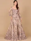 Lara Dresses 28990 Long Sleeve Formal Overskirt Evening Dress In Neutral