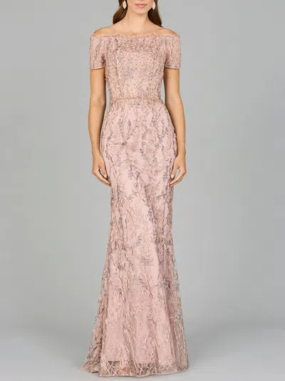 Lara Dresses 29002 Long Mermaid Formal Lace Prom Dress In Pink