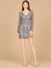 Lara Dresses 29012 Fitted Short Cocktail Beaded Dress In Gray