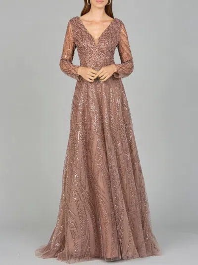 Lara Dresses 29052 Long Modest Lace Mother Of The Bride Formal Dress In Gold