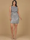 Lara Dresses 29058 Beaded Short Fitted Cocktail Dress In Gray