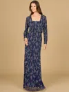 Lara Dresses 29075 Two Piece Long Formal Beaded Jacket Dress In Blue