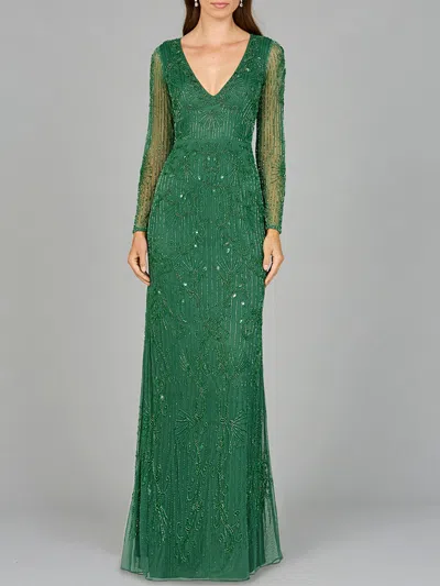Lara Dresses 29078 Beaded Mother Of The Bride Long Formal Dress In Green