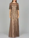 Lara Dresses 29092 Long Evening Gown Beaded Formal Dress In Brown