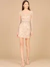 Lara Dresses 29100 Fitted Short Homecoming Beaded Mini Dress In Brown