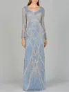 Lara Dresses 29112 Beaded Long Sleeve Mother Of The Bride Formal Dress In Blue