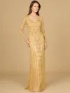 Lara Dresses 29114 Long Sleeve Sequin Formal Evening Dress In Gold