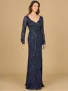 Lara Dresses 29120 Long Sleeve Formal Beaded Evening Dress In Blue