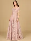 Lara Dresses 29122 A Line Long Formal Lace Applique Evening Dress In Neutral