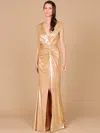 Lara Dresses 29124 Fitted Long Formal Metallic Evening Dress In Gold
