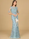 Lara Dresses 29129 Fitted Long Lace Formal Evening Mermaid Dress In Blue