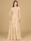 Lara Dresses 29135 Long Sleeve A Line Formal Lace Dress In Gold