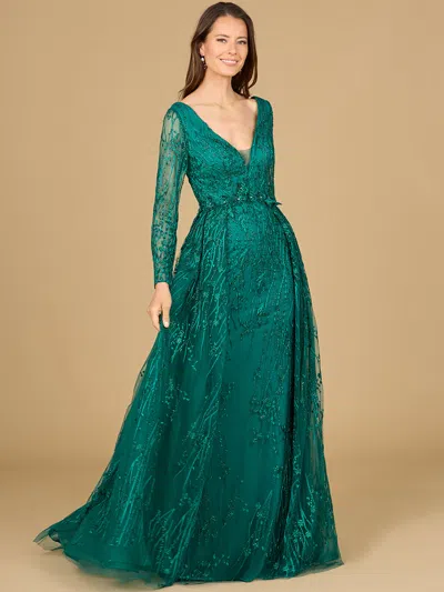 Lara Dresses 29139 Long Formal Lace Mother Of The Bride Fitted Dress In Green