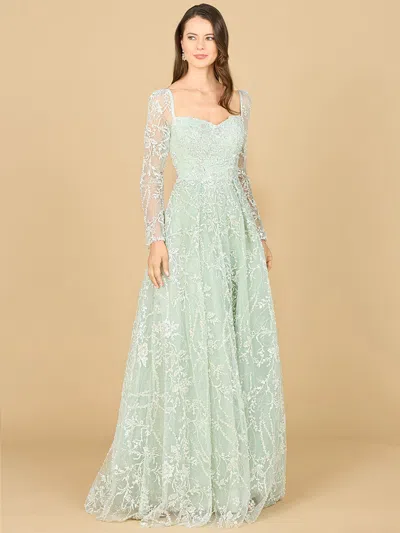 Lara Dresses 29151 Long Mother Of The Bride Beaded Lace Dress In Green