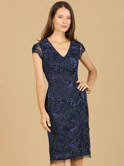 Lara Dresses 29179 Cap Sleeve Embellished Cocktail Dress In Blue