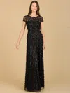 Lara Dresses 29181 Embellished Cap Sleeve Evening Long Dress In Black